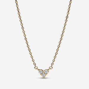 Pandora Triple Stone Heart Collier Necklace 14k gold plating